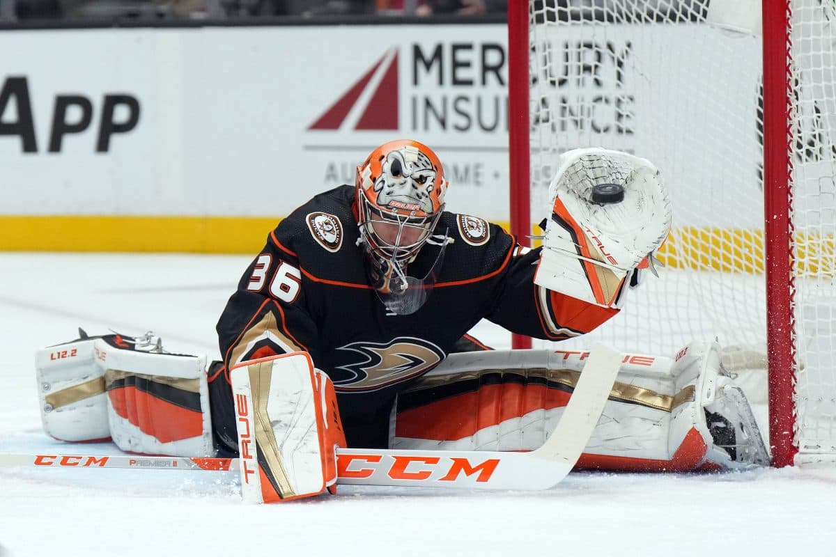 Where will John Gibson tend goal in 2022-23?