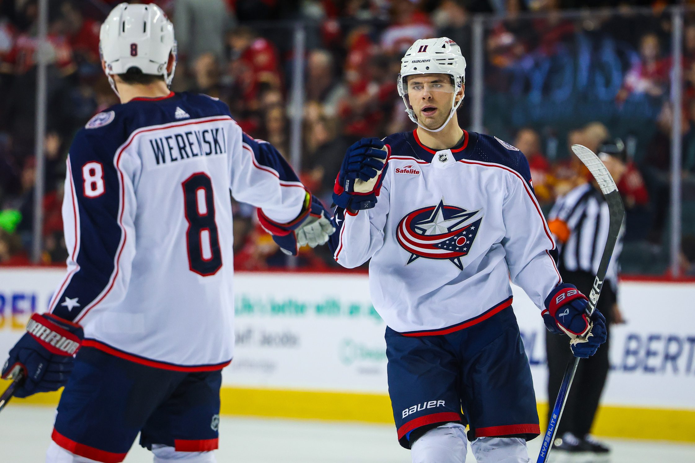 Columbus Blue Jackets center Adam Fantilli and defenseman Zach Werenski