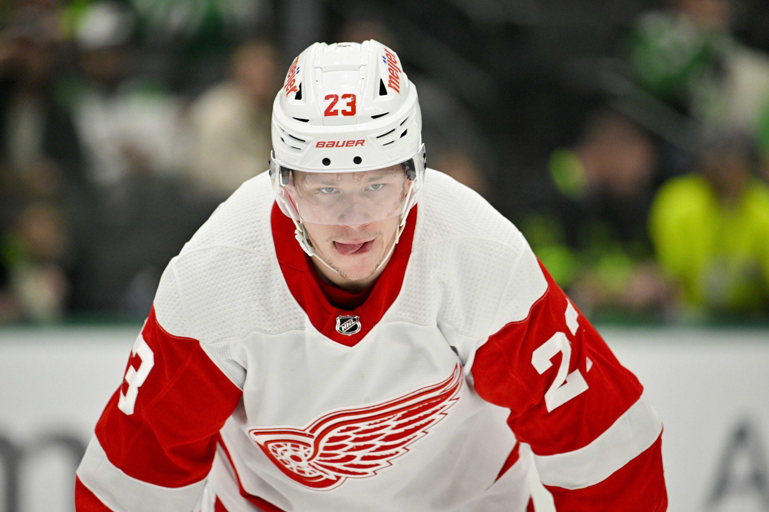 Detroit Red Wings forward Lucas Raymond