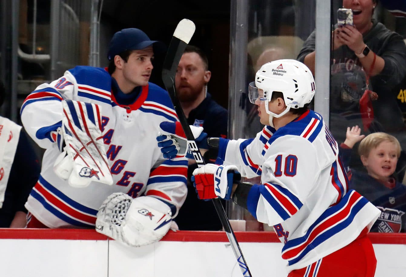 New York Rangers forward Artemi Panarin and goaltender Igor Shesterkin