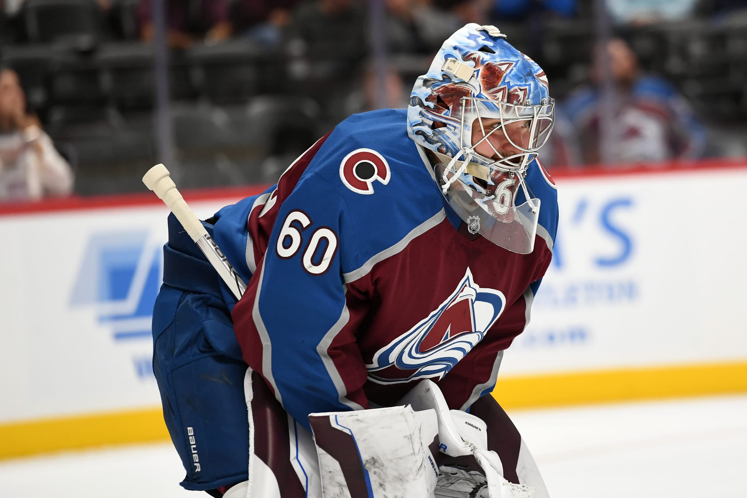 Colorado Avalanche goaltender Justus Annunen