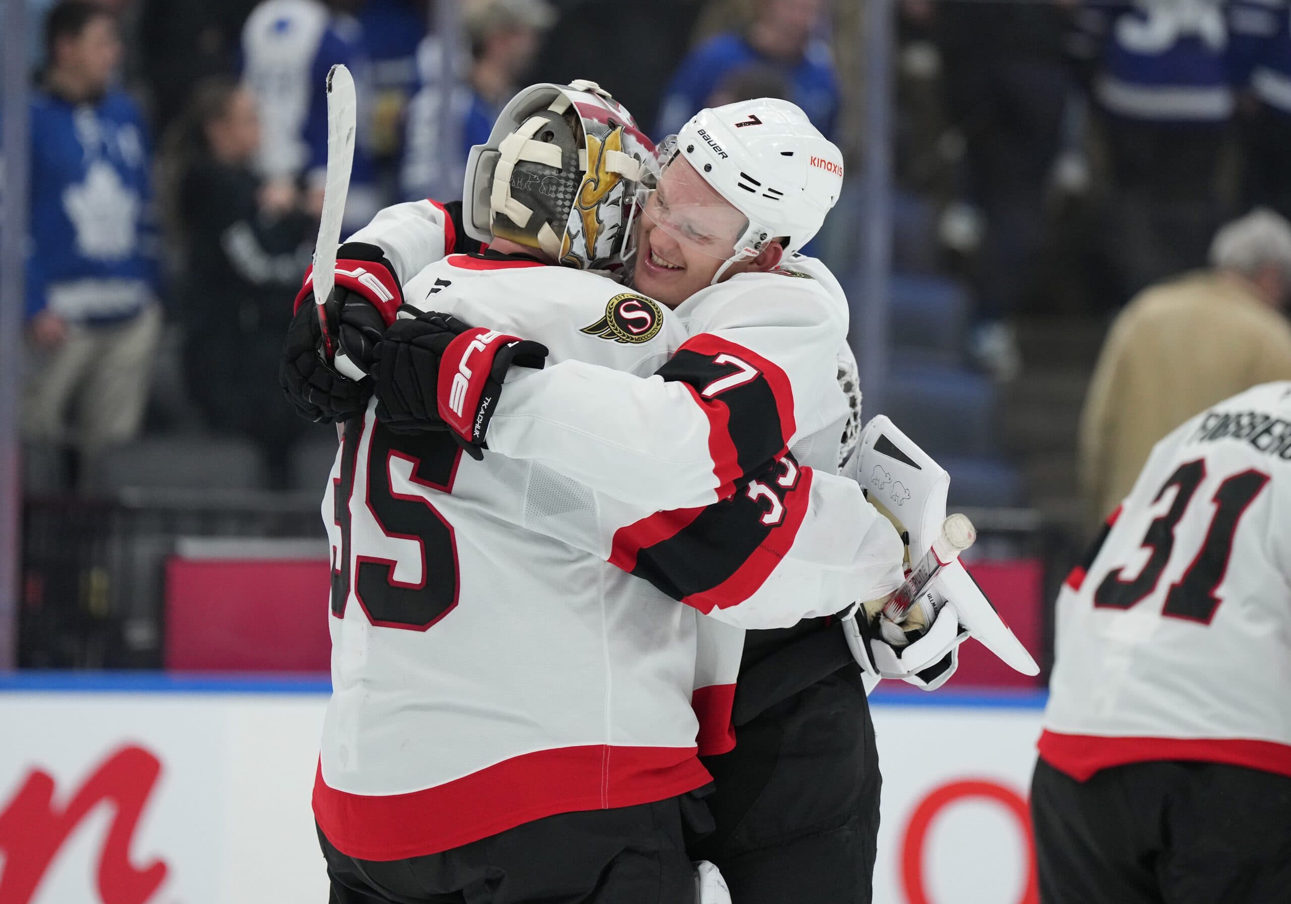 Linus Ullmark and Brady Tkachuk