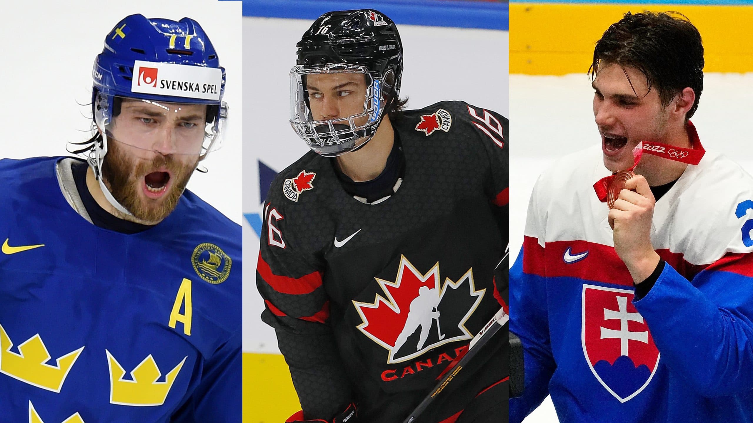 Victor Hedman, Connor Bedard and Juraj Slafkovsky